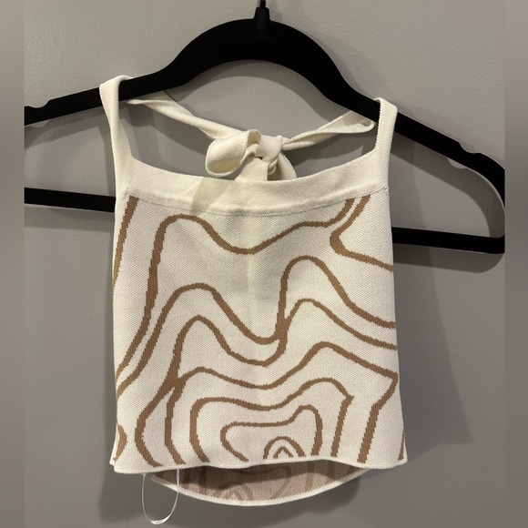 Blue Blush Mocha Swirl Halter Top and Pants Matching Set Size S Cream Multi - Picture 7 of 16